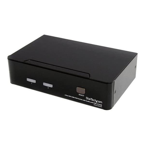STARTECH USB DVI KVM-switch - 2-portar - DVI-tangentbord Mus Monitor-switch med ljud och USB 2.0-hubb Svart