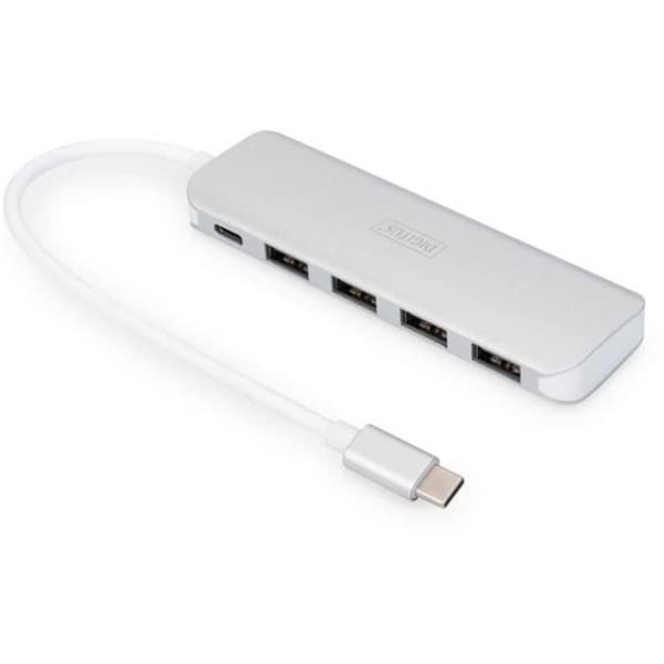 USB 3.1 Hub (Gen 1) - DIGITUS - DA-70242-1 - 4+1 portar med snabbladdningsport - Grå