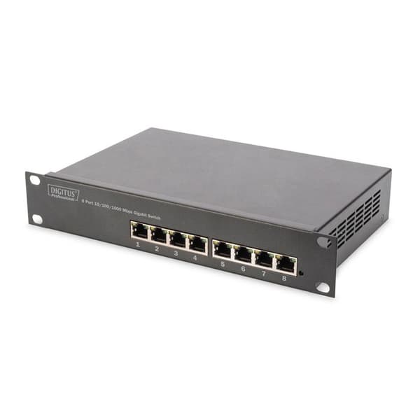 Switch - DIGITUS Professional - DN-80114 - Unmanaged - 8 portar - Väggmontering