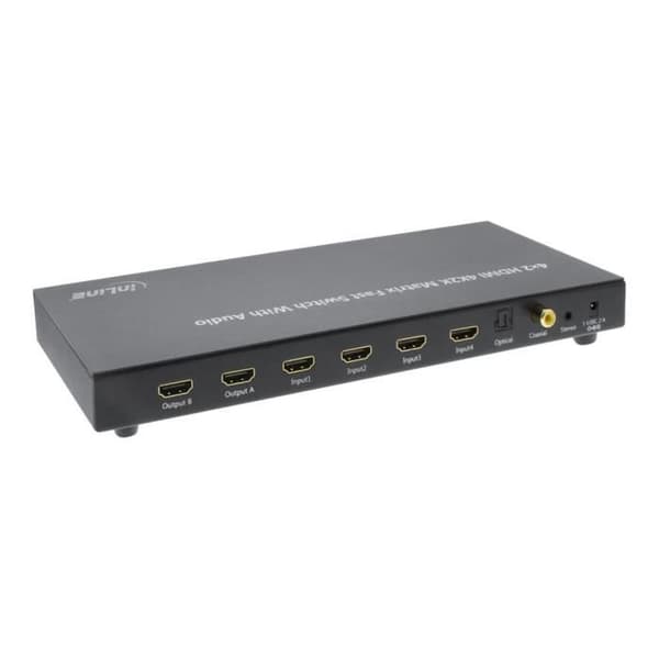 InLine HDMI Matrix Switch, 4K2K, 4 ingångsportar till 2 utgångsportar Video-Audio Switch Stationär dator