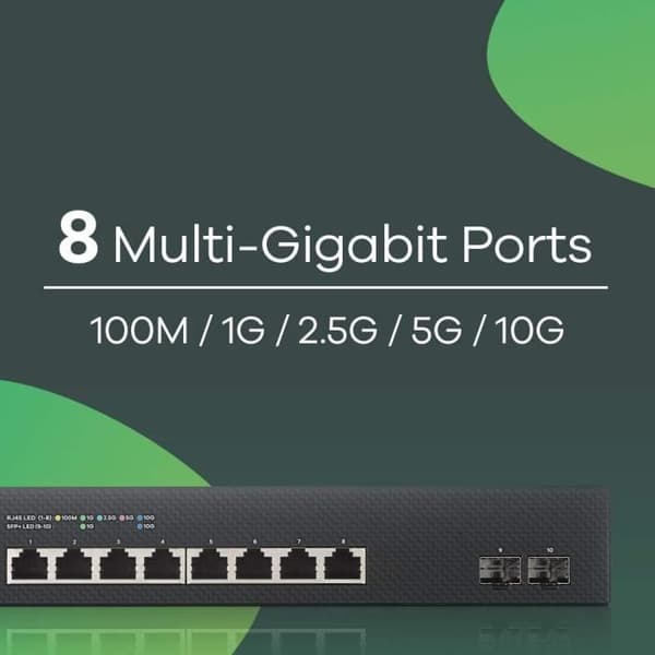 Hantera switch - Zyxel - XS1930-10 - 8 RJ-45 portar - 2 SFP+ moduler - 200 Gbit/s