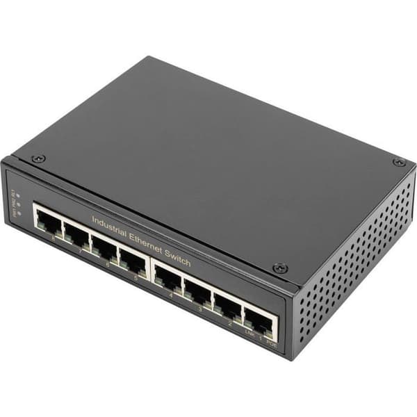 Switch Gigabit - Assmann - 8 portar - 10/100/1000BASE-TX - Svart - Industriell Svart