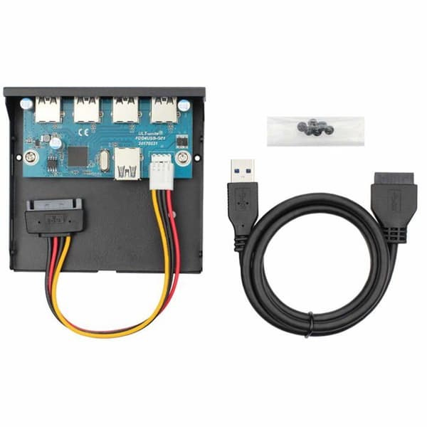 Jser Hub - U3-109 - CY USB 3.0 4 portar 3.5 tums USB-hubb i metall med 15-stifts SATA-frontpanel