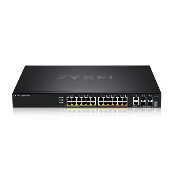 Switch - ZYXEL - 24-PORT GBE L3 ÅTKOMST POE+ - 6 10G UPLINK - Centraliserad hantering - Stacking