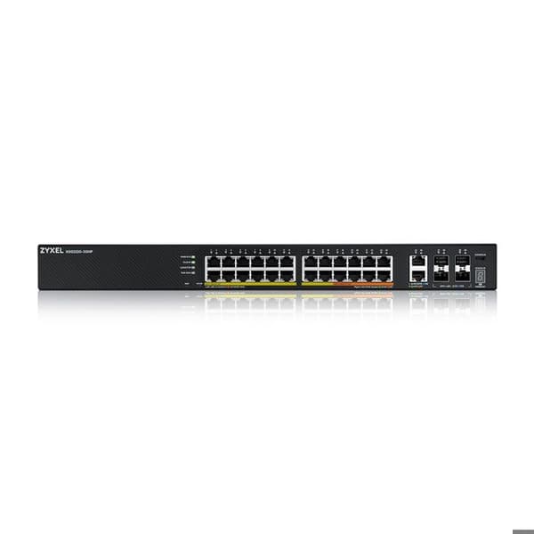 Switch - ZYXEL - 24-PORT GBE L3 ÅTKOMST POE+ - 6 10G UPLINK - Centraliserad hantering - Stacking
