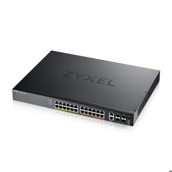 Switch - ZYXEL - 24-PORT GBE L3 ÅTKOMST POE+ - 6 10G UPLINK - Centraliserad hantering - Stacking