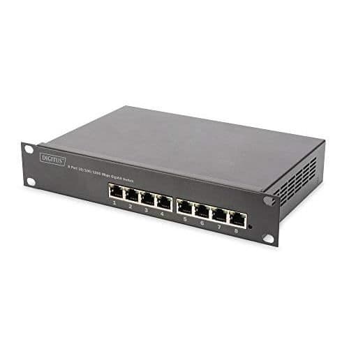 10-tums 8-portars Gigabit Ethernet PoE+ Switch - DIGITUS - L2+ Managed Svart