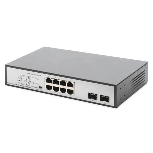 DIGITUS 8-PORTAR GIGABIT POE SWITCH, 19'', OHANTERAD, 2 MO LÄNKAR