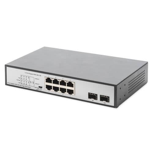 DIGITUS 8-PORTAR GIGABIT POE SWITCH, 19'', OHANTERAD, 2 MO LÄNKAR