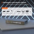 Miniatyrbild 3 av 4: TENDA 16-portars Gigabit Ethernet-switch 10/100/1000 Mbps, Auto MDI/MDIX, Plug &amp; Play, Metal TEG1016D