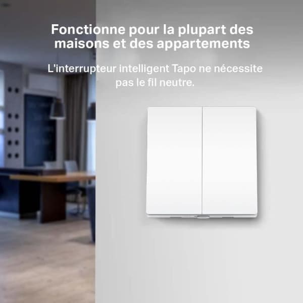 2-Gang 1-vägs trådlös ansluten switch - Tapo S220 - Alexa och Google Home - INGEN neutral kabel behövs - Tapo Hub krävs