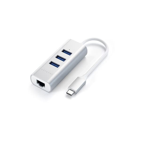 Satechi HUB 3 portar typ C 2 i 1 aluminium USB 3.0 och Ethernet-port för MacBook Pro 2016/2017, MacBook 2015/2016,