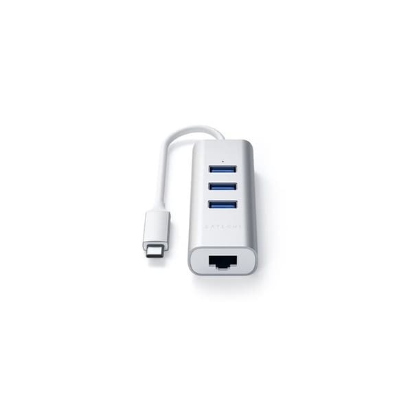 Satechi HUB 3 portar typ C 2 i 1 aluminium USB 3.0 och Ethernet-port för MacBook Pro 2016/2017, MacBook 2015/2016,