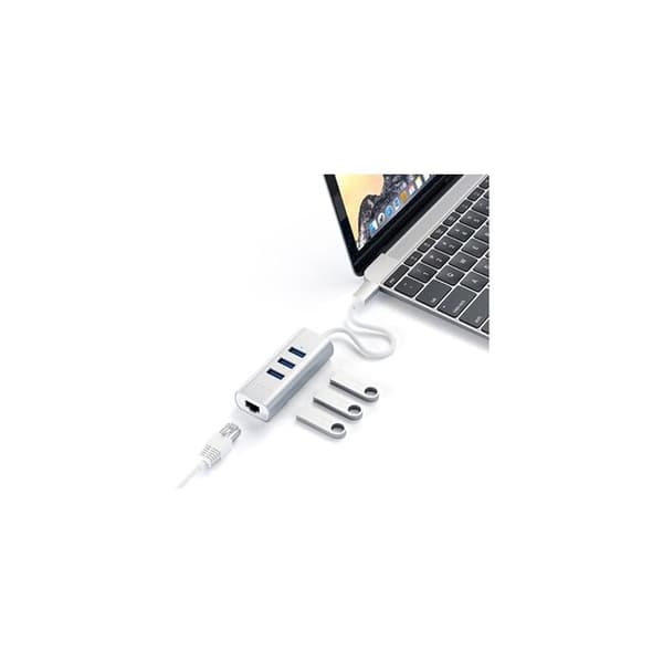 Satechi HUB 3 portar typ C 2 i 1 aluminium USB 3.0 och Ethernet-port för MacBook Pro 2016/2017, MacBook 2015/2016,