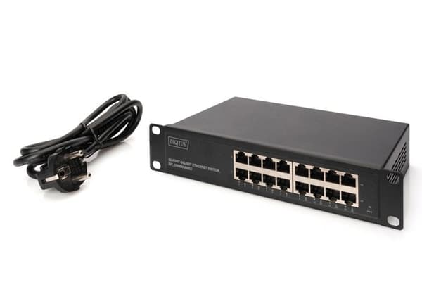 Nätverksswitch - DIGITUS - DN-80115 - 16 RJ45-portar - 10/100/1000 Mbps - Auto MDI/MDIX
