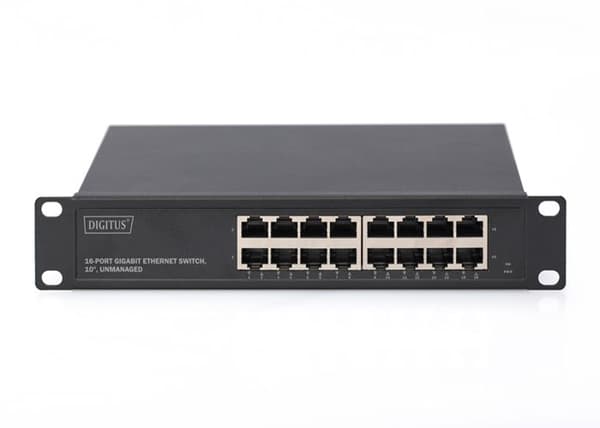 Nätverksswitch - DIGITUS - DN-80115 - 16 RJ45-portar - 10/100/1000 Mbps - Auto MDI/MDIX