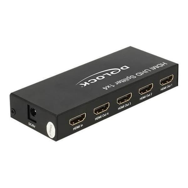 UHD 4K HDMI video-ljud splitter - DELOCK - 1 x HDMI in &gt; 4 x HDMI ut - HDCP kompatibel - 4K stöd