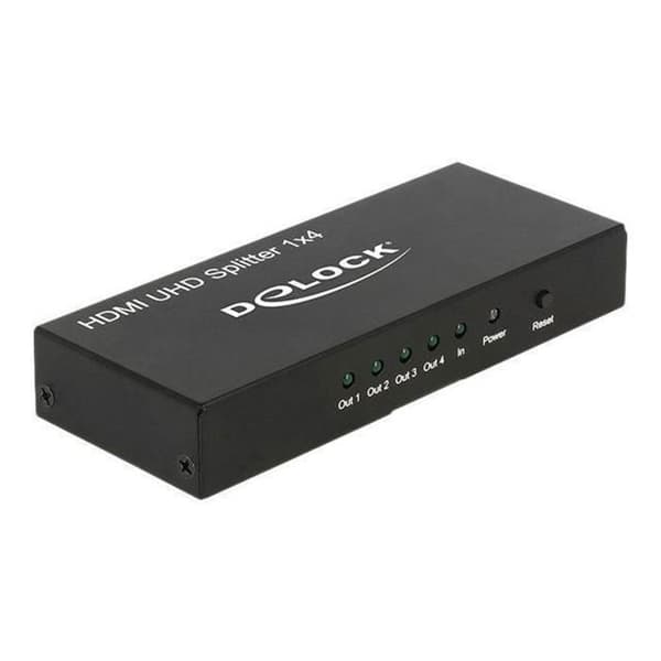 UHD 4K HDMI video-ljud splitter - DELOCK - 1 x HDMI in &gt; 4 x HDMI ut - HDCP kompatibel - 4K stöd
