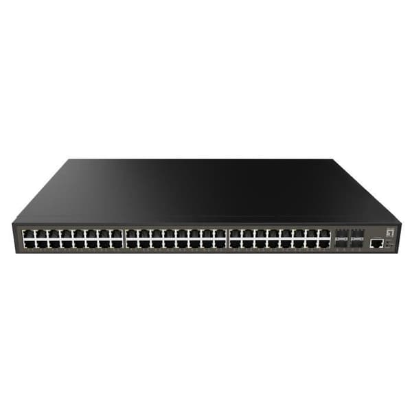 L2+ Gigabit Ethernet-hanterad nätverksswitch - LEVELONE GEL-5271 - 48 portar - 4 SFP+-moduler installerade Svart