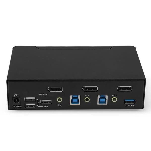 KVM Switch DisplayPort 1.4, USB 3.0 OCH Audio, 2 portar