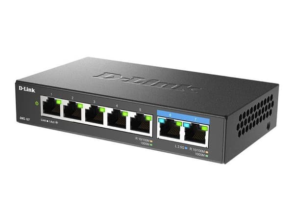Kommuntator - DLINK - 7 portar - Gigabit Ethernet - Självständig - Snabb anslutning