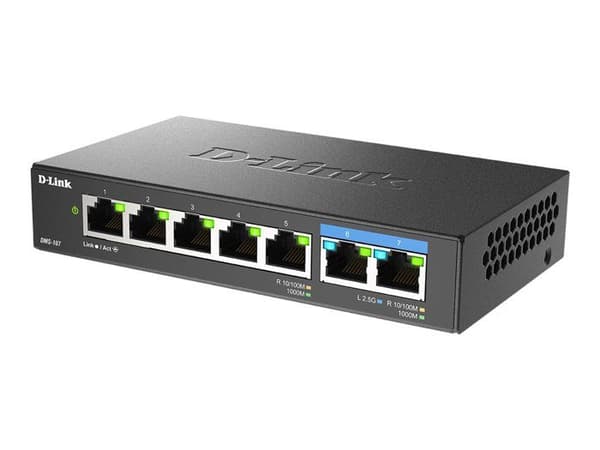 Kommuntator - DLINK - 7 portar - Gigabit Ethernet - Självständig - Snabb anslutning Svart