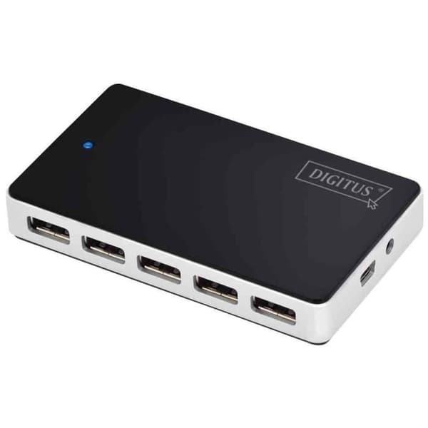 USB 2.0-hubb - DIGITUS - 10 portar - Svart - Elegant design - Inkluderad kabel 1m