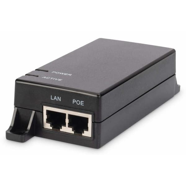DIGITUS PoE Injector IEEE802.3af Gigabit Ethernet 15,4W Max. 48V-stift 4/5 (+) och 7/8(-)