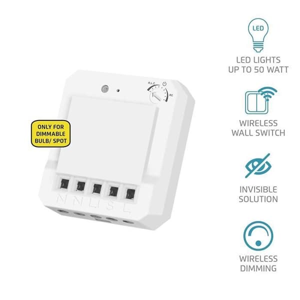 Trust Smart Home 71213 - KVM SWITCH - Acm-250-LD infälld LED-dimmer, vit, 43 x 146 x 138 mm