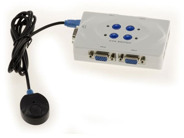 KVM-switch - Ej specificerad - 4 portar - USB och VGA - Fjärrkontroll ingår - Upplösning 2048x1536