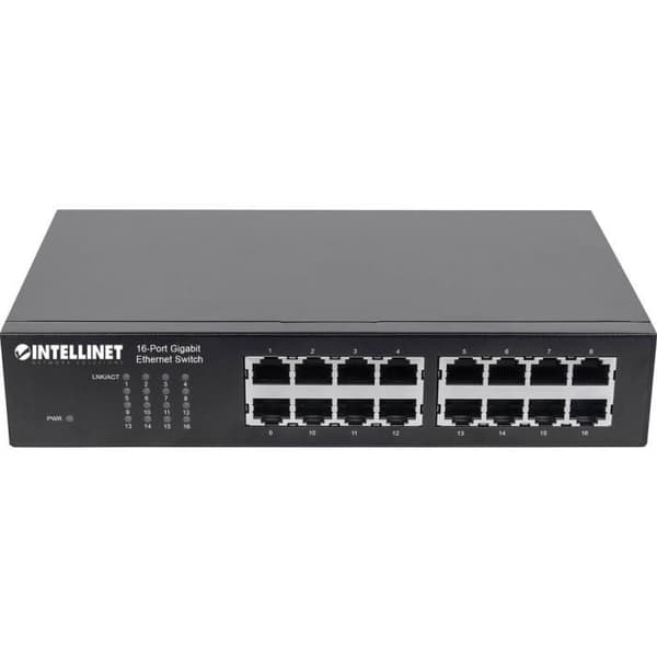 Nätverksswitch - INTELLINET - 561068 - 16 RJ45-portar - Gigabit Ethernet - Strömförsörjning