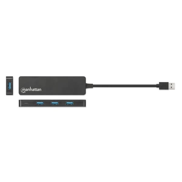 Manhattan USB 3.2-hub - 4 portar - USB-A - Plug and Play - Svart
