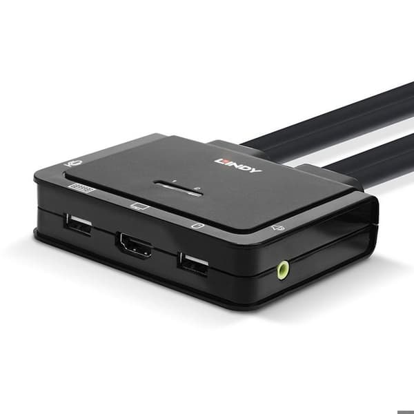 KVM Switch 2 Portar HDMI 18G, USB Typ C, USB 2.0 OCH Ljud med kablar Svart