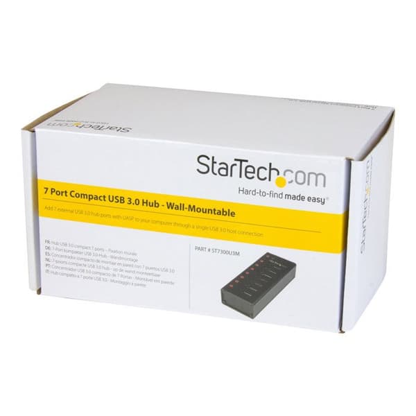 USB 3.0-hubb - StarTech.com - ST7300U3M - 7 portar - Vägghängd - Metallhölje