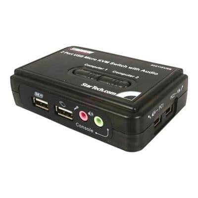 StarTech.com 2-portars VGA USB KVM-switchsats med ljud och kablar - Monitortangentbord Musswitch - Svart (SV211KUSB)