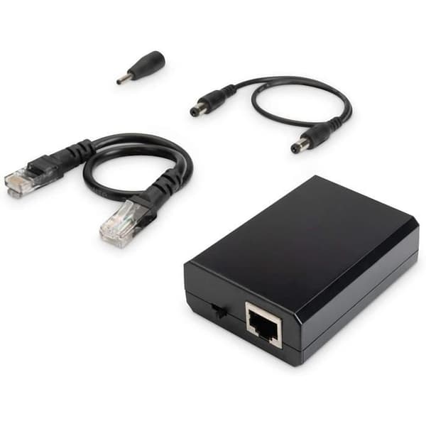 DIGITUS PoE+ Splitter - IEEE802.3at - Gigabit Ethernet - Utspänning 5, 9, 12 Volt - DC 3,5 mm kontakt - Sockel -