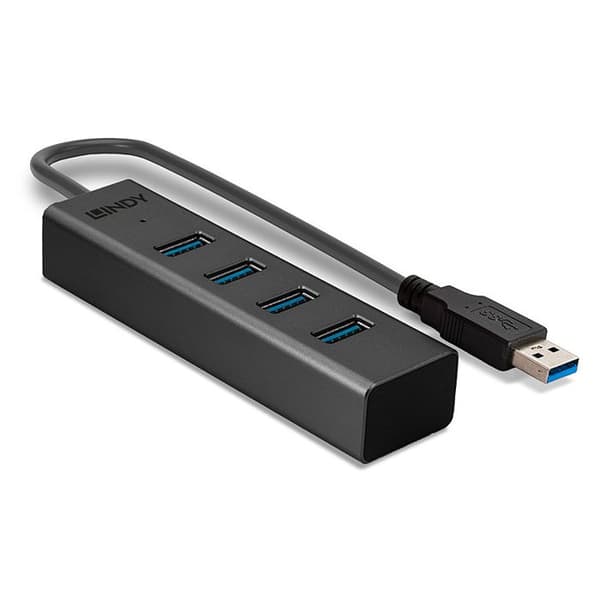 LINDY Hub USB 3.0 4 portar Aluminium Grå