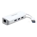 Miniatyrbild 1 av 3: USB 3.0 till Gigabit-adapter - TRENDnet - TU3-ETGH3 - 3 USB 3.0-portar - Flexibel kontakt 10cm - Vit