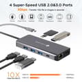 Miniatyrbild 3 av 4: Novoo Hub - DP-NOVOOHUB11V1DNS-VC - USB C Hub 4K60Hz USB C Dubbel HDMI-adapter och DP-dockningsstation