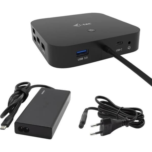 i-tec - USB-C 2x4K dockningsstation med 65W PD-nätadapter