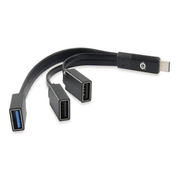 Koncentrator (hub) - CONCEPTRONIC - HUBBIES 01B - 3 portar - USB 3.1 (3.1 Gen 2) Typ-C - Svart