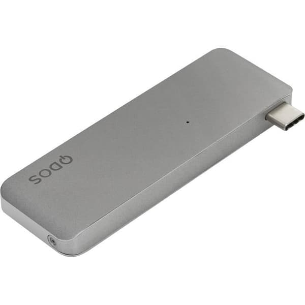 QDOS PowerLink Mini USB-C 5-i-1 nav - rymdgrå