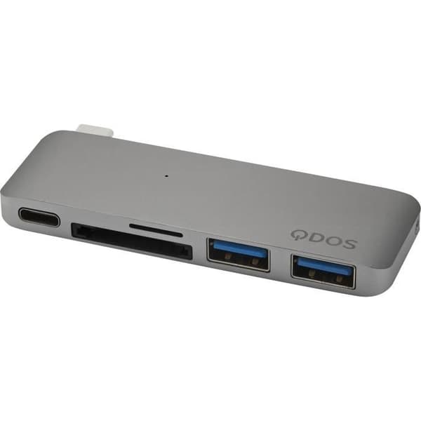 QDOS PowerLink Mini USB-C 5-i-1 nav - rymdgrå