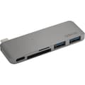 Miniatyrbild 1 av 3: QDOS PowerLink Mini USB-C 5-i-1 nav - rymdgrå