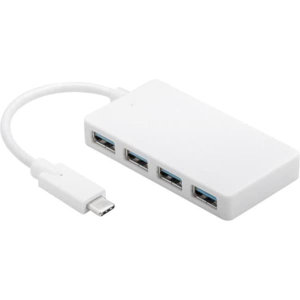 4 USB 3.0-hubportar med Goobay vit USB C-kontakt
