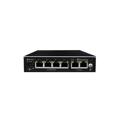LEVELONE FEP-0631 switch - 6 Fast Ethernet-portar inklusive 4 PoE 802.3af/at-portar
