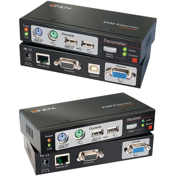 KVM Extender - Ej specificerad - Combo 300 - USB, PS/2, VGA - 1920x1200 upplösning - Svart Svart