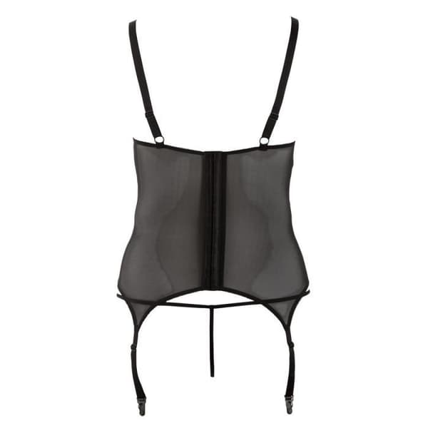 Bustier Jarretelles Öppen - Cottelli - Storlek XXXXL - Svart - Spets - Justerbara Remmar