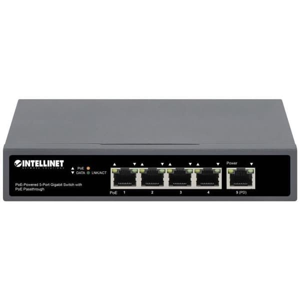 INTELLINET nätverksswitch - 5 Gigabit PoE-drivna portar - RJ45 10/100/1000 MBit/s IEEE 802.3af/at