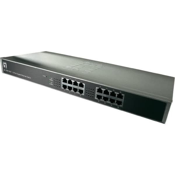 LEVELONE 19" 16 portars Gigabit nätverksswitch... Svart, Grå